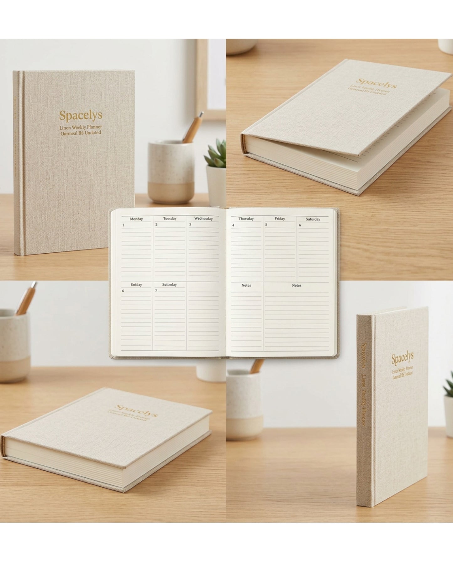 Spacelys Linen Weekly Planner Oatmeal B5 Undated