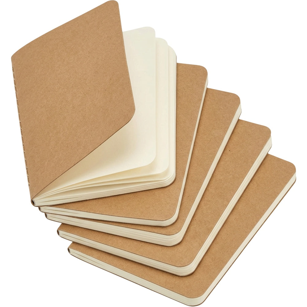 Spacelys Kraft Pocket Journals Brown A6 Blank 4 Pack