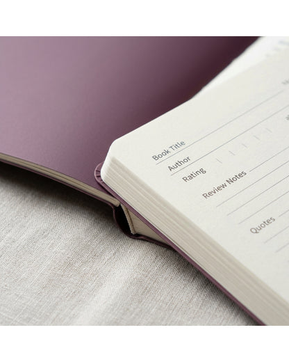 Spacelys Softcover Reading Journal Plum A5 Guided