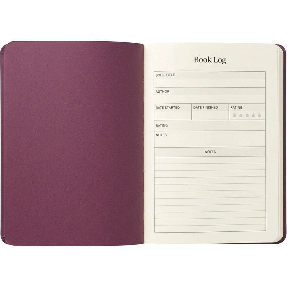Spacelys Softcover Reading Journal Plum A5 Guided
