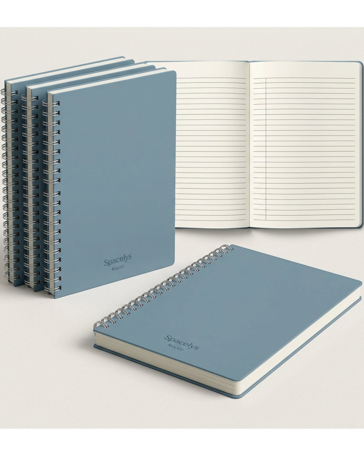 Spacelys Spiral Notebook Dusty Blue A5 Ruled 3 Pack