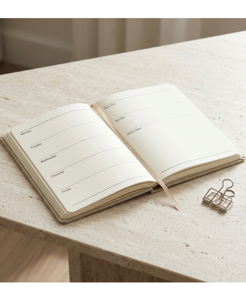 Spacelys Weekframe Undated Weekly Planner B5 Sand 160 Pages - Lifestyle view